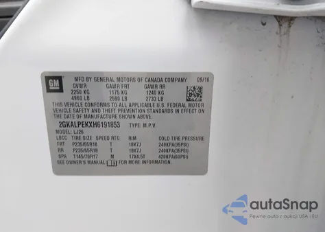 2017 GMC Terrain Slt z USA, uszkodzony, nr VIN 2GKALPEKXH6191853